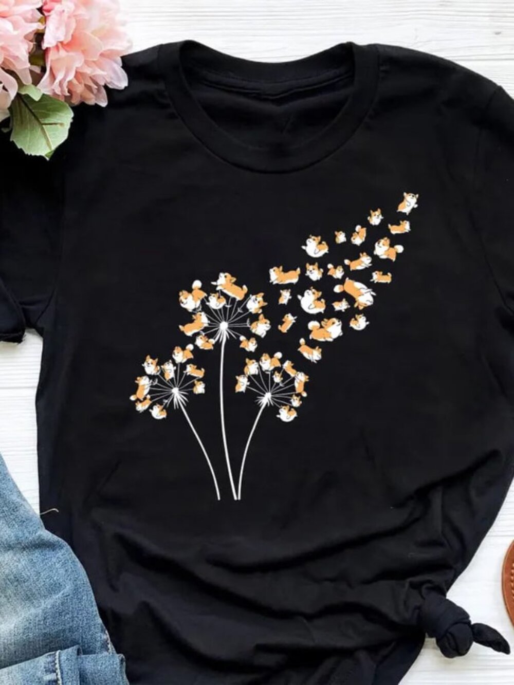 Floral Dog Mom Shirt, Flowers Dog Tee, Gift For Dog Lover